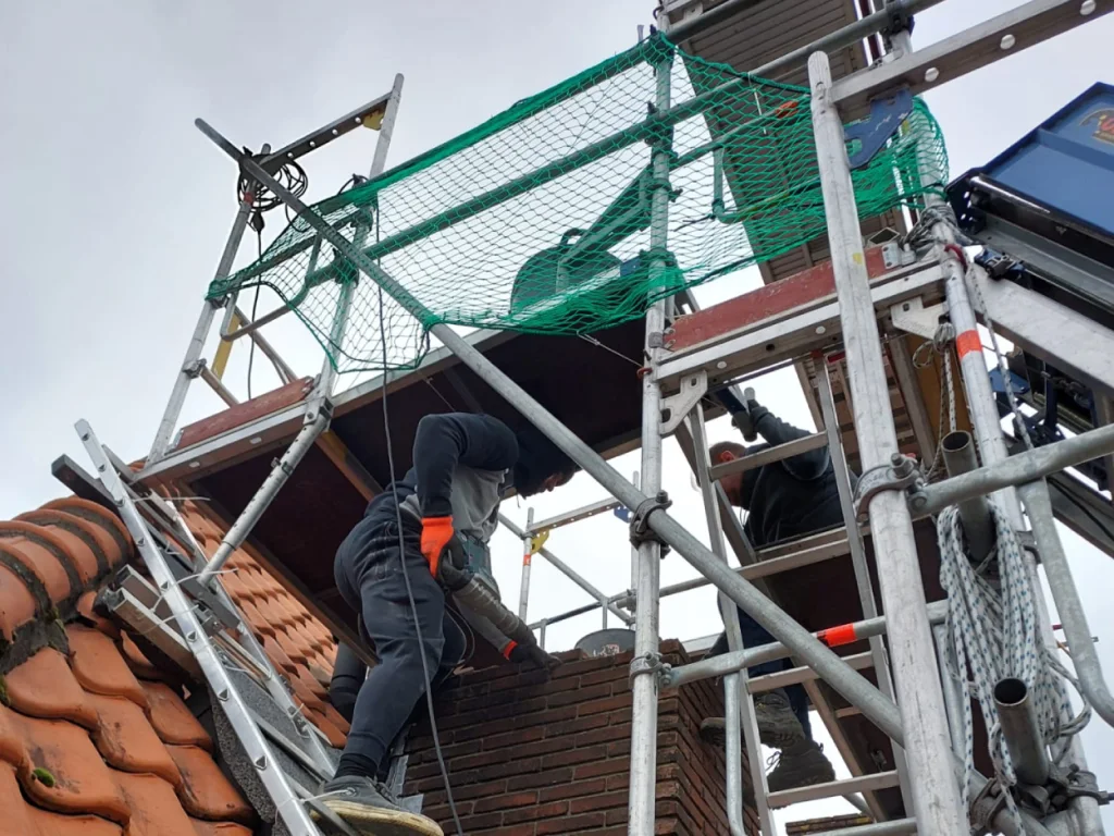 Chimney removal - Scaffolding work by Jesse and Marlon